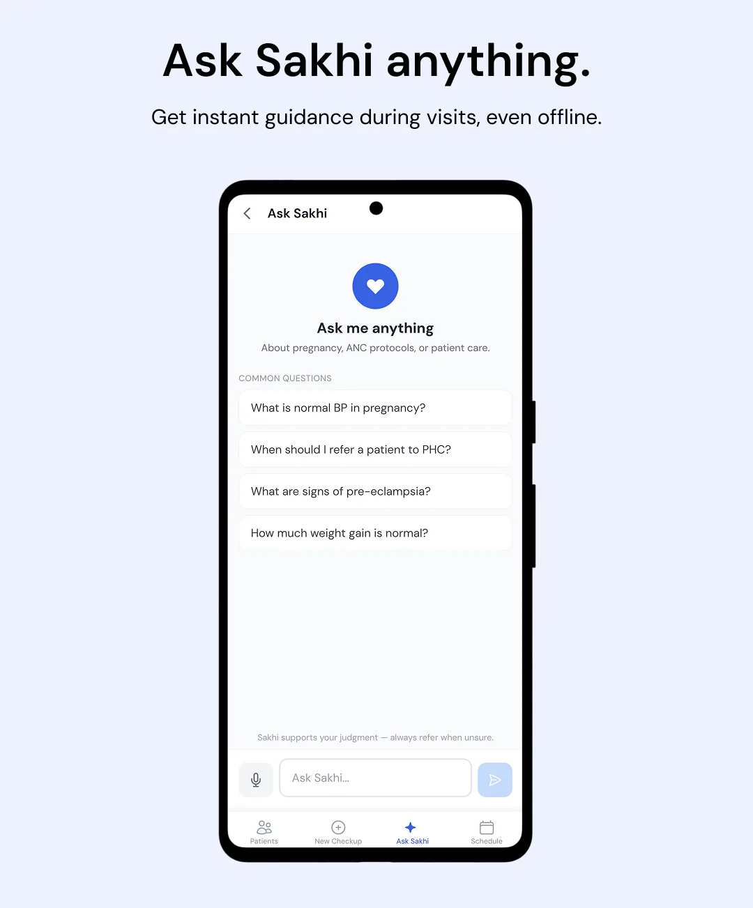 sakhi ask, questions in the field, even offline